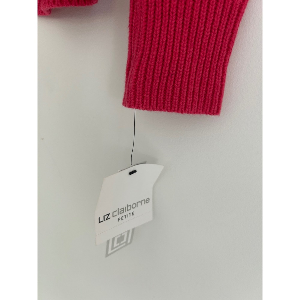 Liz Claiborne Petite NWT Pink Pointelle Knit Crew Neck Sweater New Size PM - Picture 3 of 8